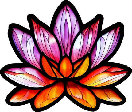 (150-05-1M) Stained Glass Flower Pink Lotus