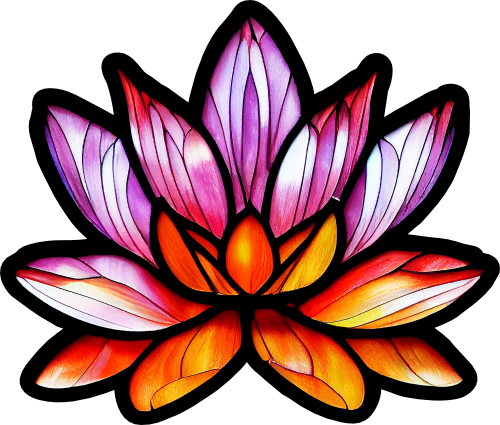 (150-05-1M) Stained Glass Flower Pink Lotus