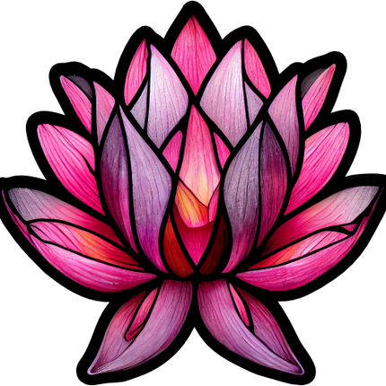 (150-05-1N) Stained Glass Flower Pink Lotus