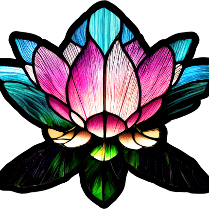 (150-05-1S) Stained Glass Flower Lotus