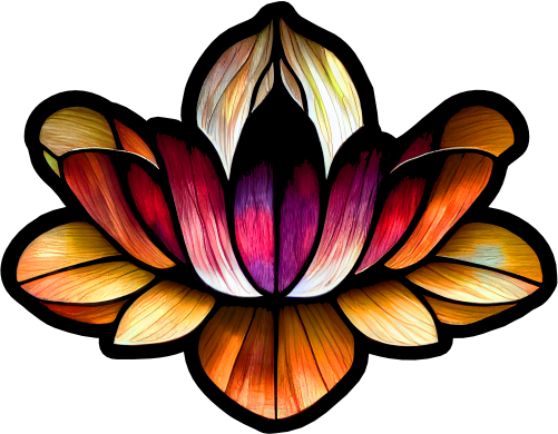 (150-05-1T) Stained Glass Flower Lotus