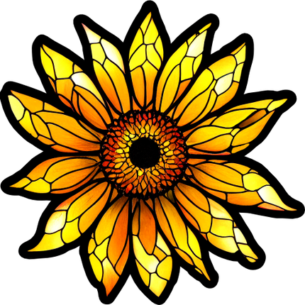 (150-05-1V) Stained Glass Flower Sunflower