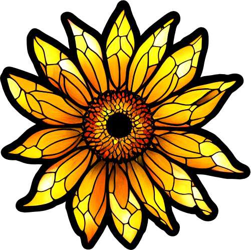 (150-05-1V) Stained Glass Flower Sunflower