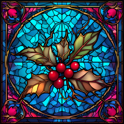 (150-05-1W) Stained Glass Flower Holly