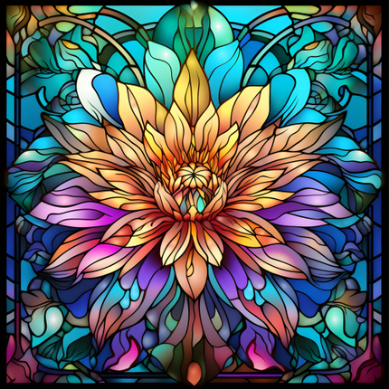 (150-05-1X) Stained Glass Flower Aster