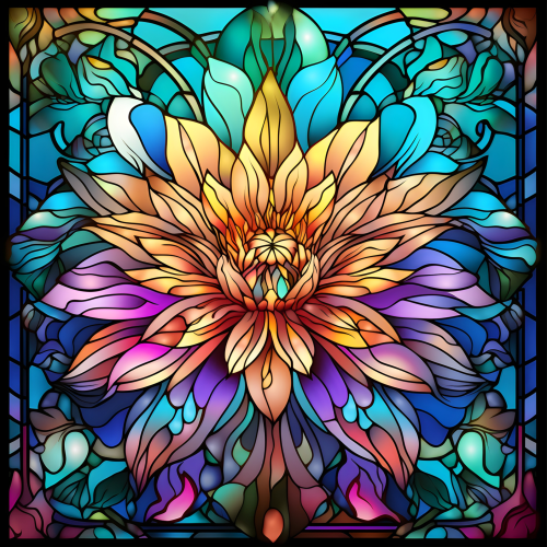 (150-05-1X) Stained Glass Flower Aster