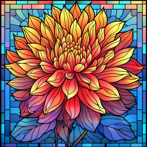 (150-05-1Z) Stained Glass Flower Chrysanthemum