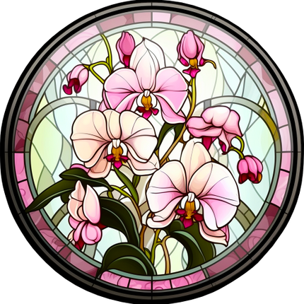 (150-06-1A) Stained Glass Flower Orchids