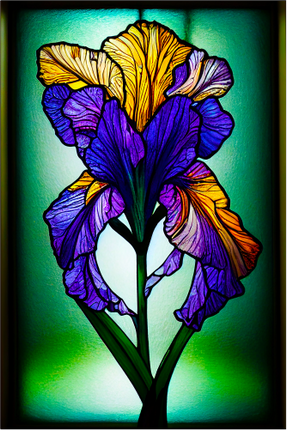 (150-06-2A) Stained Glass Flower Iris