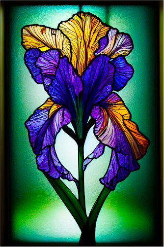 (150-06-2A) Stained Glass Flower Iris