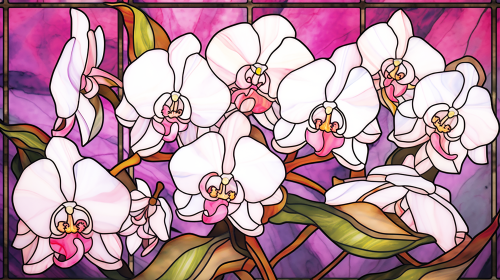 (150-06-2Q) Stained Glass Flower Orchids
