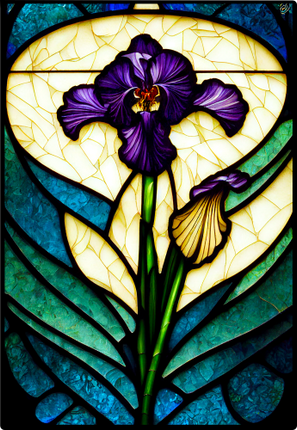 (150-06-2A) Stained Glass Flower Iris
