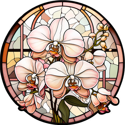 (150-06-1C) Stained Glass Flower Orchids