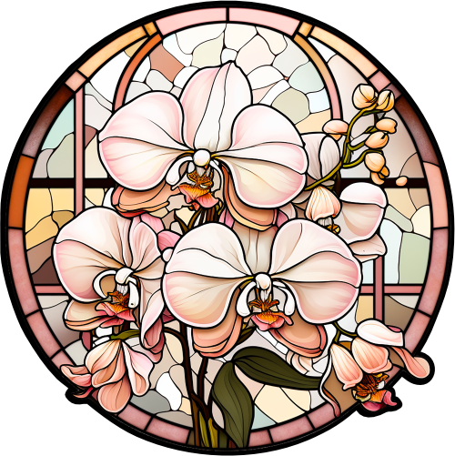 (150-06-1C) Stained Glass Flower Orchids