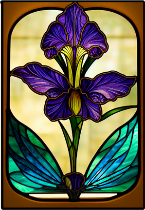 (150-06-2A) Stained Glass Flower Iris