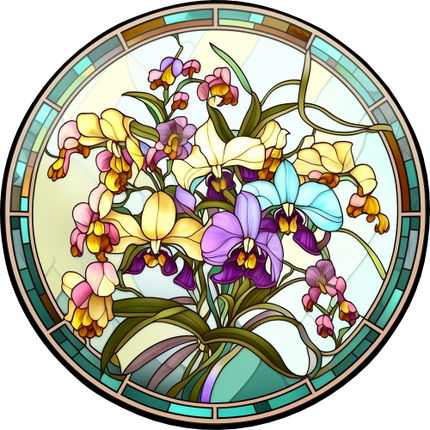 (150-06-1D) Stained Glass Flower Orchids