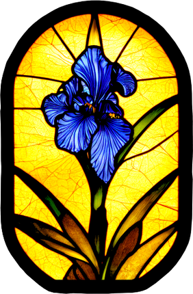 (150-06-2A) Stained Glass Flower Iris