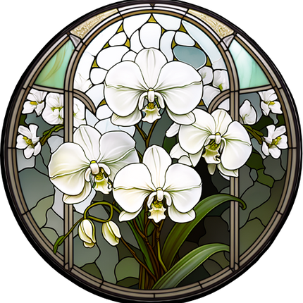 (150-06-1E) Stained Glass Flower Orchids