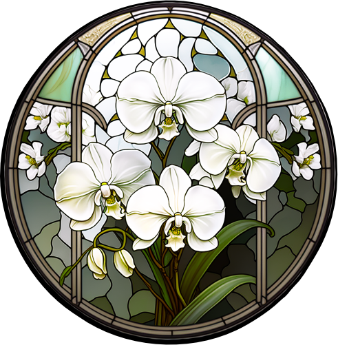 (150-06-1E) Stained Glass Flower Orchids