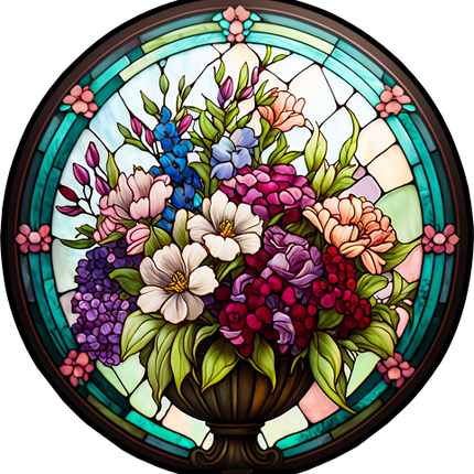 (150-06-2E) Stained Glass Flower Bouquet