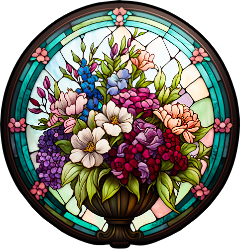 (150-06-2E) Stained Glass Flower Bouquet