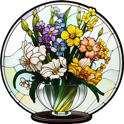 (150-06-2F) Stained Glass Flower Bouquet