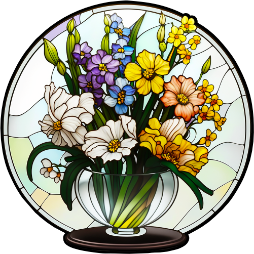(150-06-2F) Stained Glass Flower Bouquet