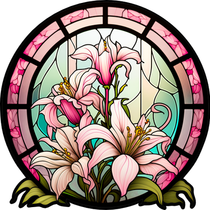 (150-06-1G) Stained Glass Flower Lillies