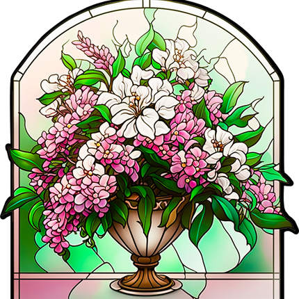 (150-06-1J) Stained Glass Flower Lilacs