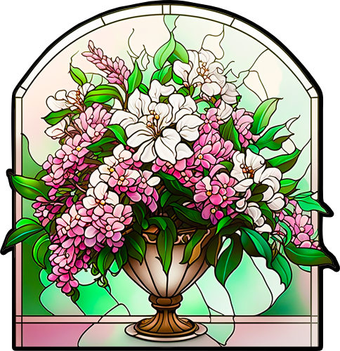 (150-06-1J) Stained Glass Flower Lilacs