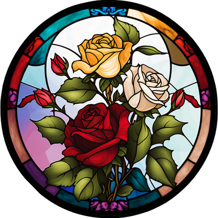 (150-06-2J) Stained Glass Flower Roses