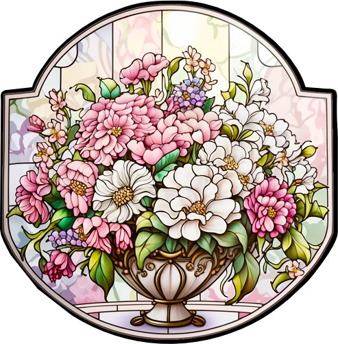 (150-06-1K) Stained Glass Flower Bouquet