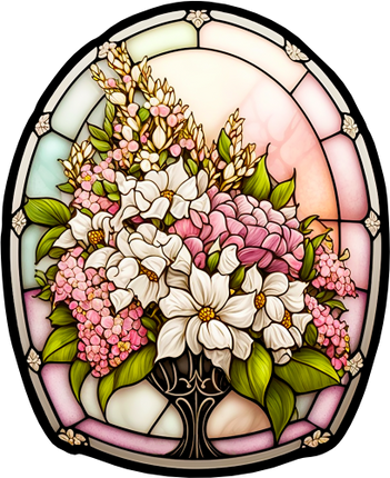 (150-06-1L) Stained Glass Flower Bouquet