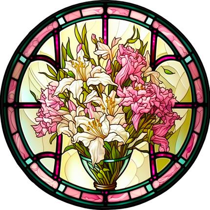(150-06-1M) Stained Glass Flower Bouquet