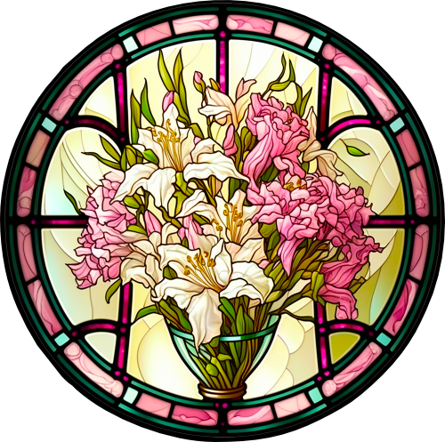 (150-06-1M) Stained Glass Flower Bouquet
