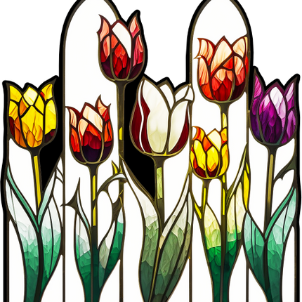 (150-06-1N) Stained Glass Flower Tulips