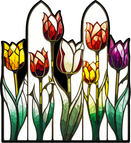 (150-06-1N) Stained Glass Flower Tulips