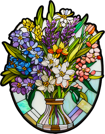 (150-06-2N) Stained Glass Flower Bouquet
