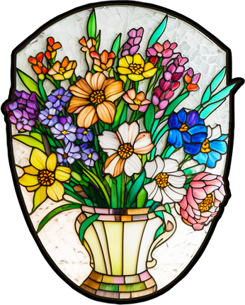 (150-06-2O) Stained Glass Flower Bouquet