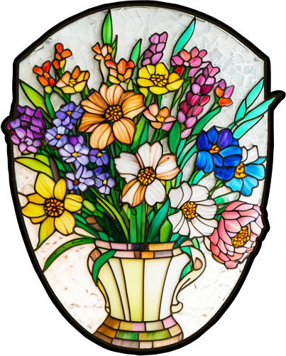(150-06-2O) Stained Glass Flower Bouquet
