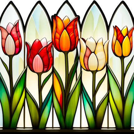 (150-06-1N) Stained Glass Flower Tulips