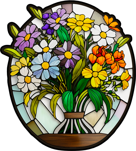 (150-06-2P) Stained Glass Flower Bouquet