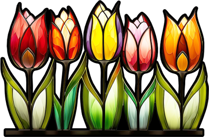 (150-06-1N) Stained Glass Flower Tulips
