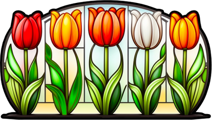 (150-06-1N) Stained Glass Flower Tulips