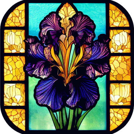 (150-06-1S) Stained Glass Flower Iris