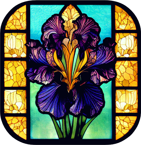(150-06-1S) Stained Glass Flower Iris