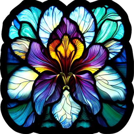 (150-06-1V) Stained Glass Flower Iris