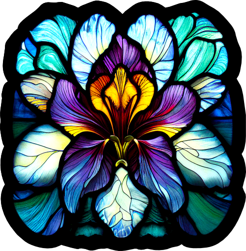 (150-06-1V) Stained Glass Flower Iris