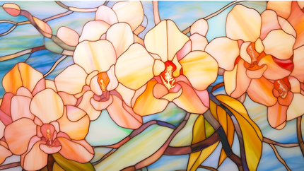 (150-06-2Q) Stained Glass Flower Orchids