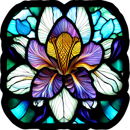 (150-06-1V) Stained Glass Flower Iris